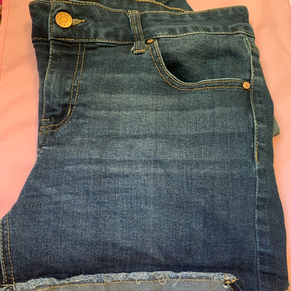 Dark wash denim shorts